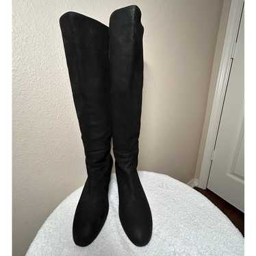 Black Leather Eileen Fisher Knee High Heeled Boots