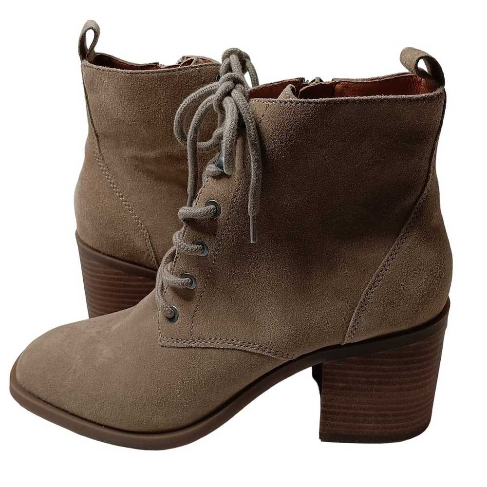 Lucky Brand Wadil Stone Taupe Suede Leather Lace … - image 1