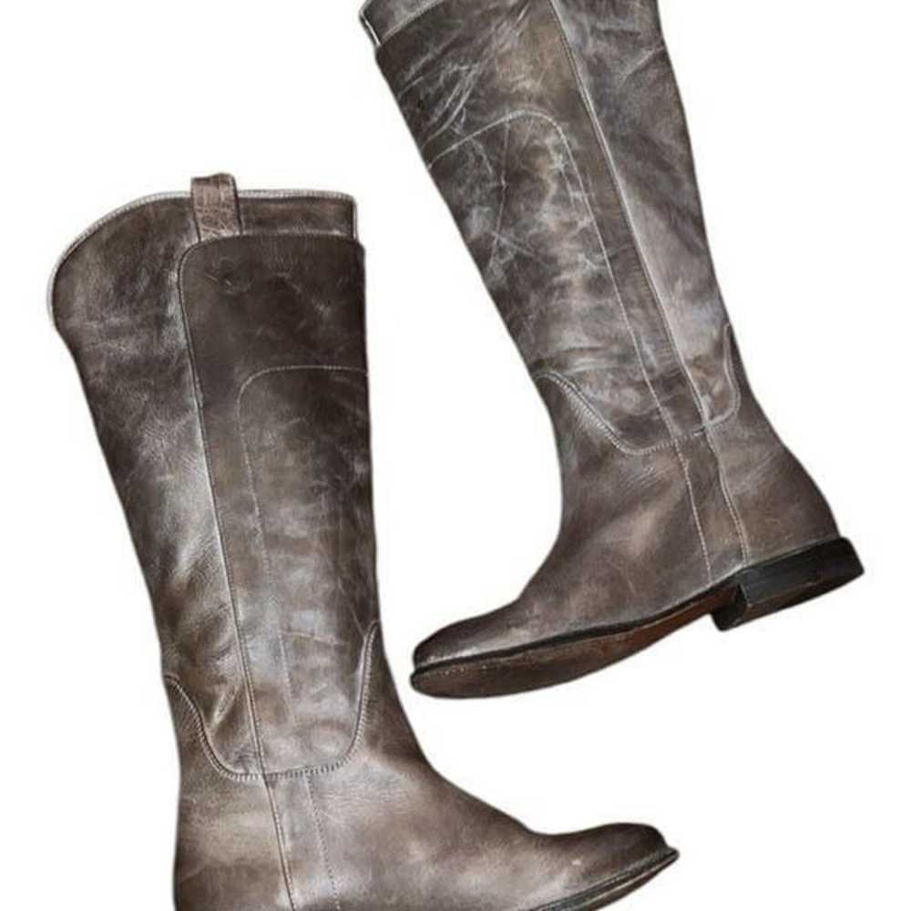 Frye Taupe or Gray Leather Tall Boots Size 6 1/2 B - image 3