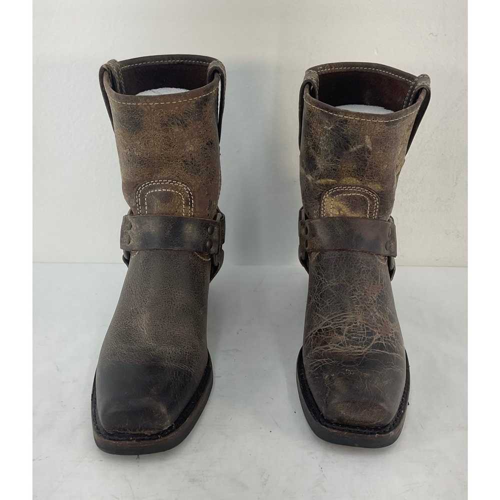 FRYE Brown Leather Ankle Boho Distressed Moto Hee… - image 3