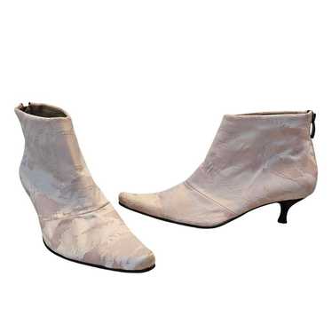 Rockwell Tharp Light Pink Silk Kitten Heel Ankle … - image 1