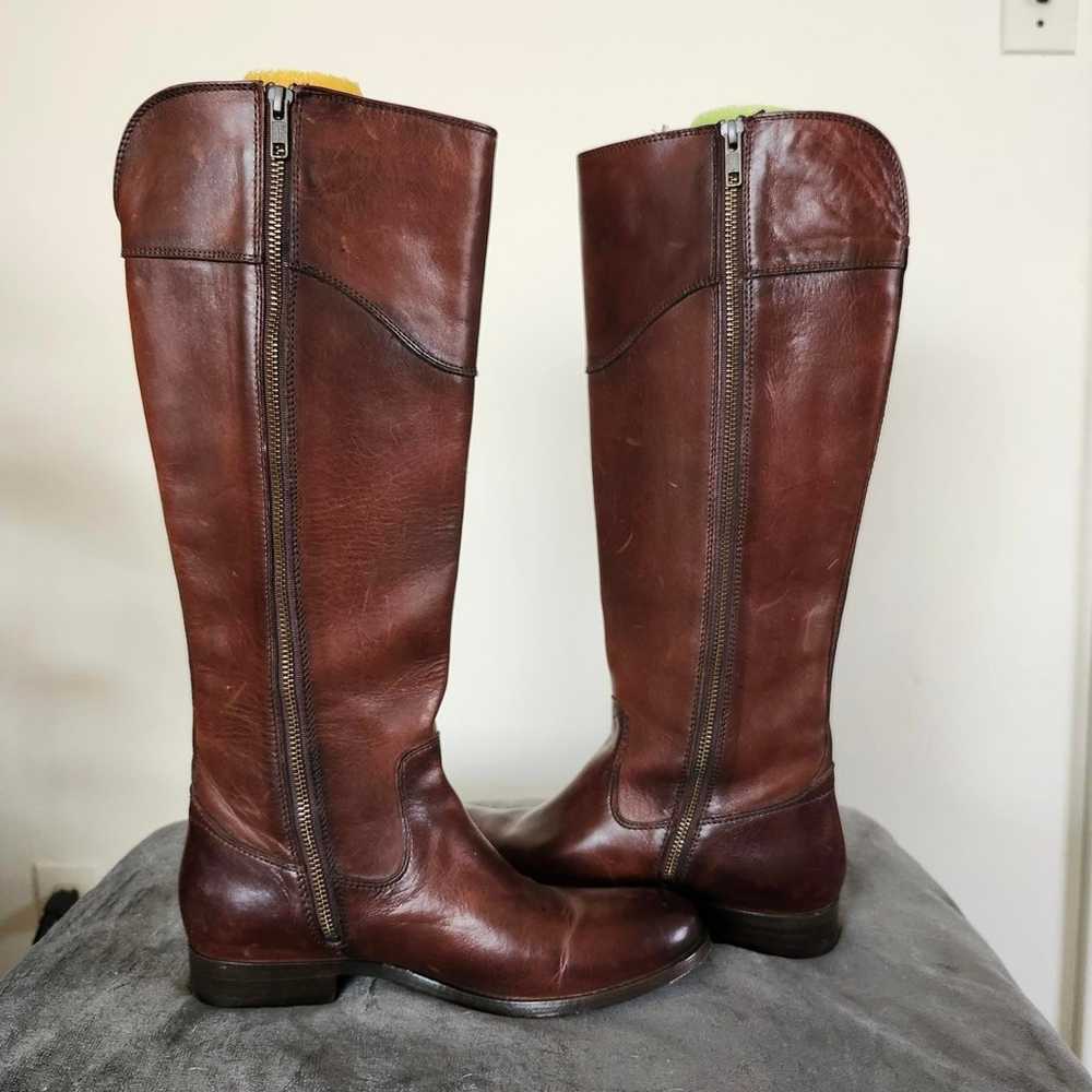 Frye Brown Riding Boots Leather Womens 8.5 Side Z… - image 10