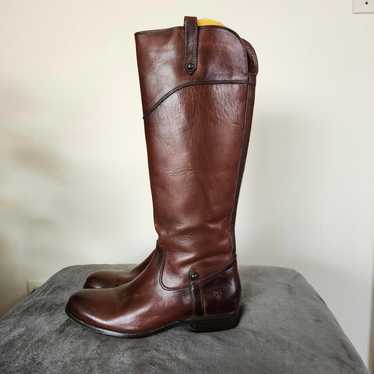 Frye Brown Riding Boots Leather Womens 8.5 Side Z… - image 1