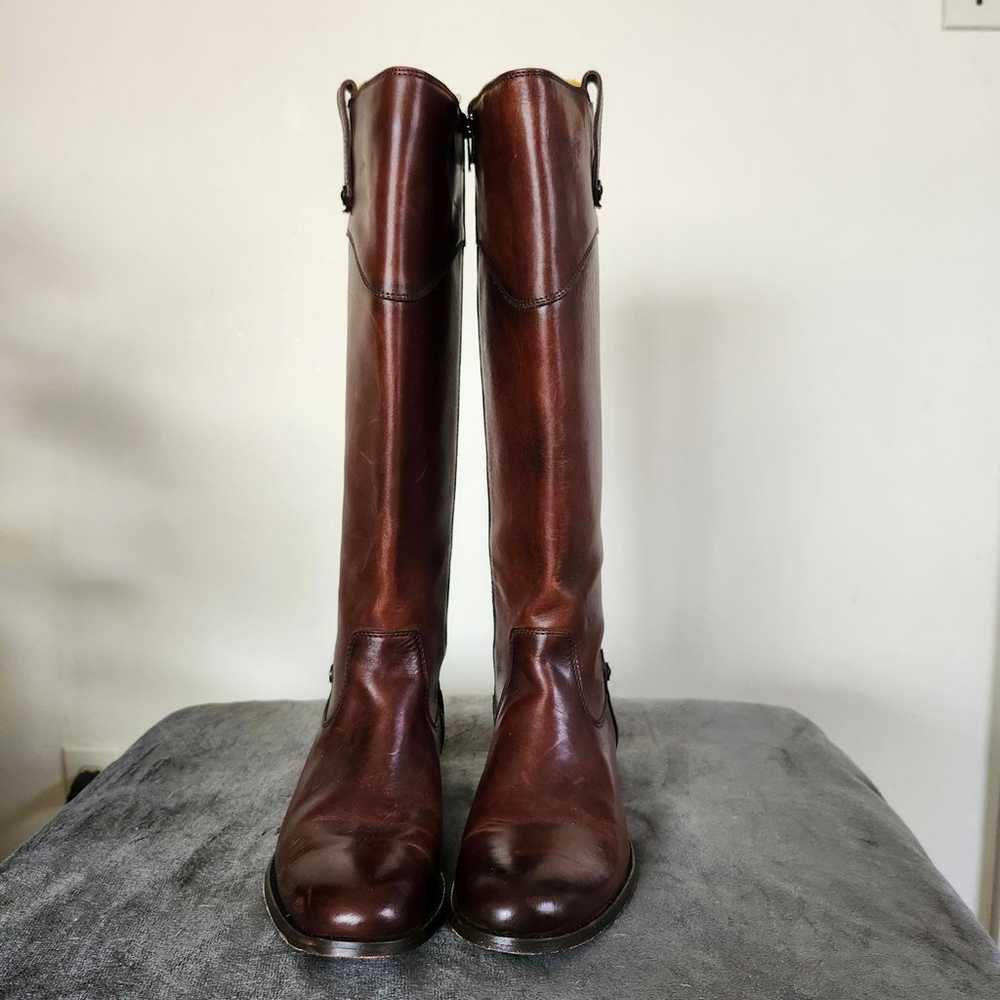 Frye Brown Riding Boots Leather Womens 8.5 Side Z… - image 4