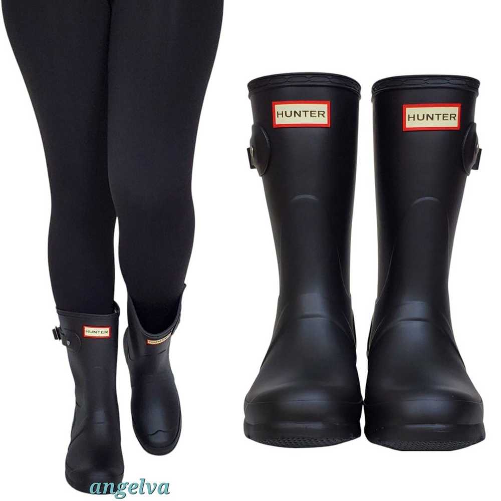 New Hunter original short rain boots black pull o… - image 3