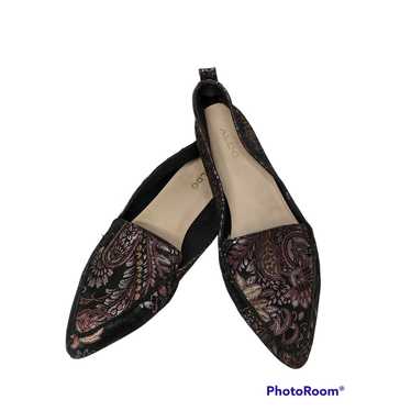 Aldo Black Metallic Point Toe Flat Shoes Embroider