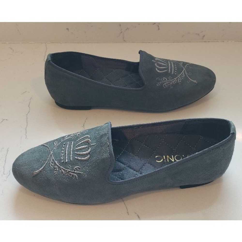 Vionic Romi Gray Suede Slip-on Embroidered Loafer… - image 2