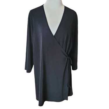 CAROLYN STRAUSS Collection Black Wrap Top Blouse … - image 1