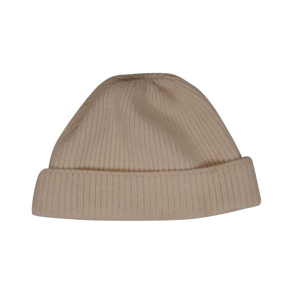 Prada Ribbed Beanie Traingle Plaque Logo Tan Whit… - image 3