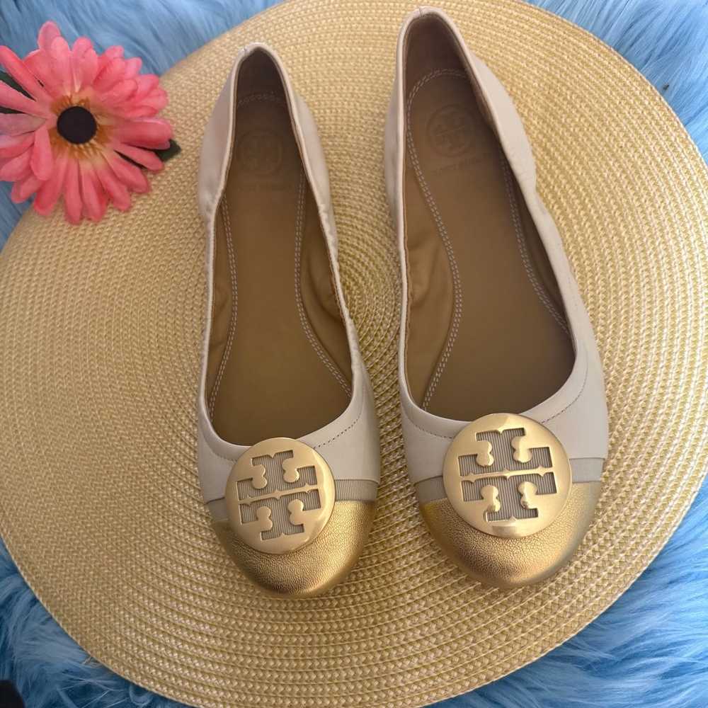 Tory Burch Minnie Boutique Metallic Cap Toe Balle… - image 1