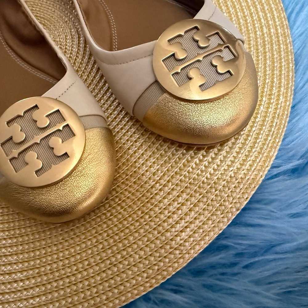 Tory Burch Minnie Boutique Metallic Cap Toe Balle… - image 2