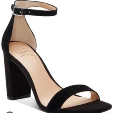 Black block heel sandals with ankle strap - image 1