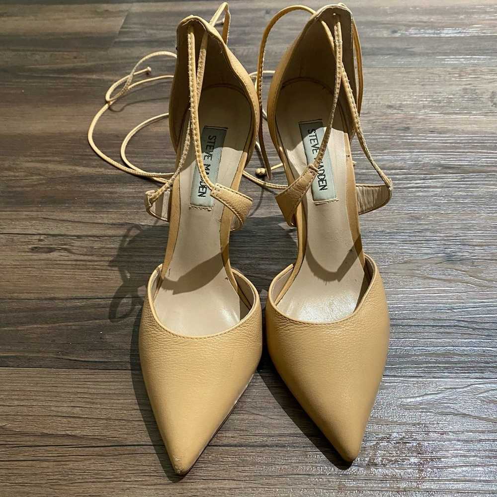 Steve Madden sz 7M tan strap up stilletto heels - image 2