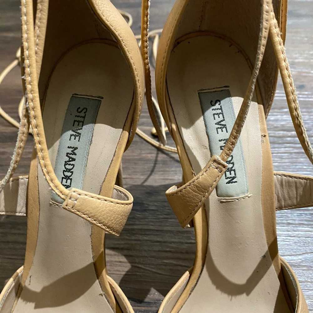 Steve Madden sz 7M tan strap up stilletto heels - image 3