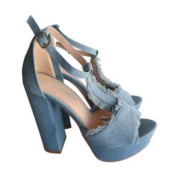 Forever Denim Chunky Platform High Heels With Fra… - image 1