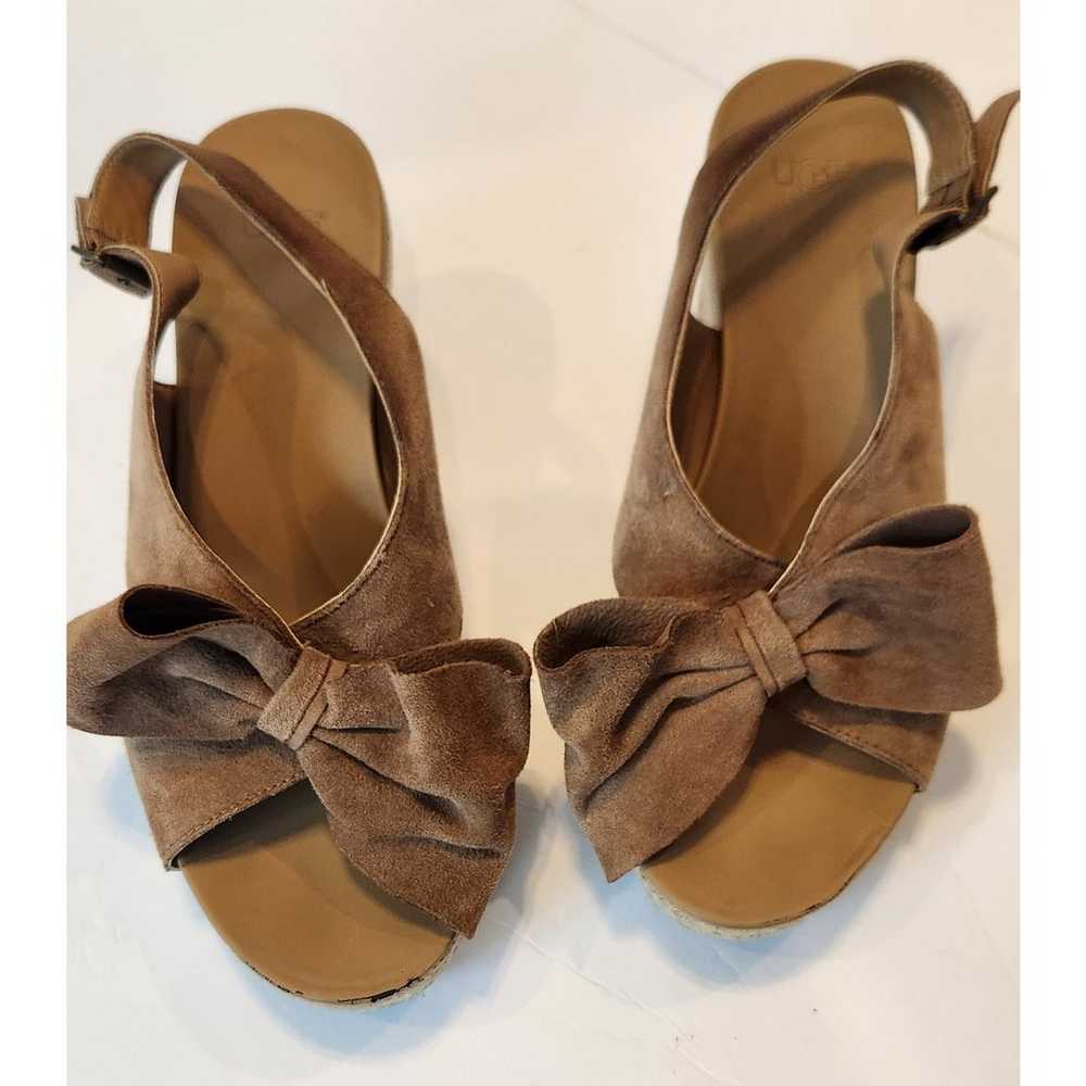 Ugg Camilla Tan Suede Bow Espadrille Wedge Sandal… - image 4