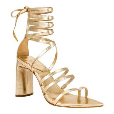 Schutz Leaf Heel Sandal in Platina Gold Metallic … - image 1