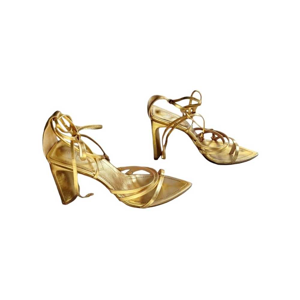 Schutz Leaf Heel Sandal in Platina Gold Metallic … - image 4