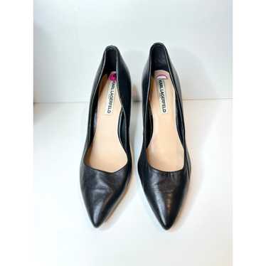 Karl Lagerfeld Leather Black Pumps Pointed Toe 9