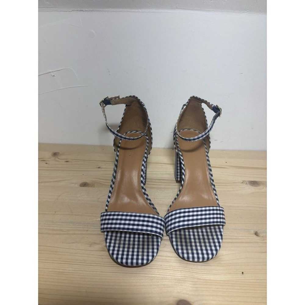 J. Crew Gingham Block Heel Sandals High Heels Siz… - image 1