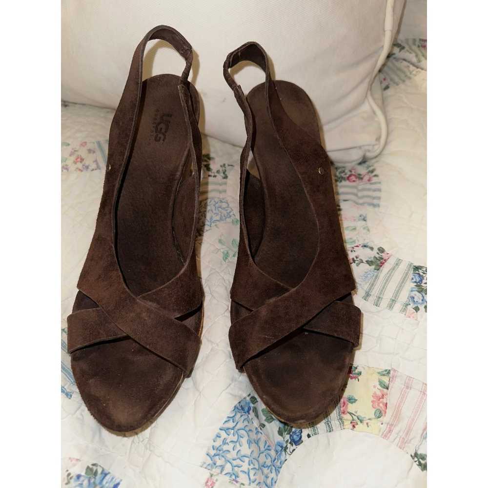 UGG BROWN SUEDE WEDGE SANDALS - image 3