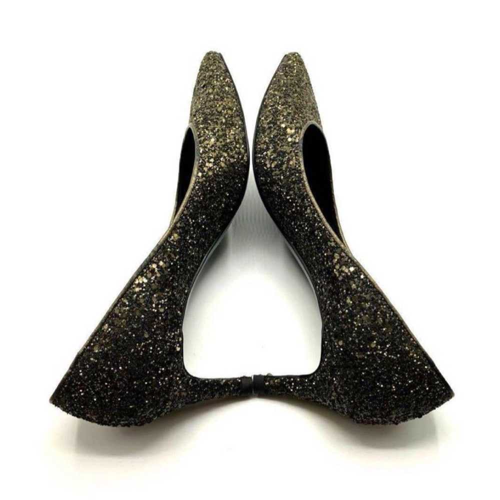 Ginza Kanematsu Pumps Glitter Lamé Black Gold 1704 - image 11