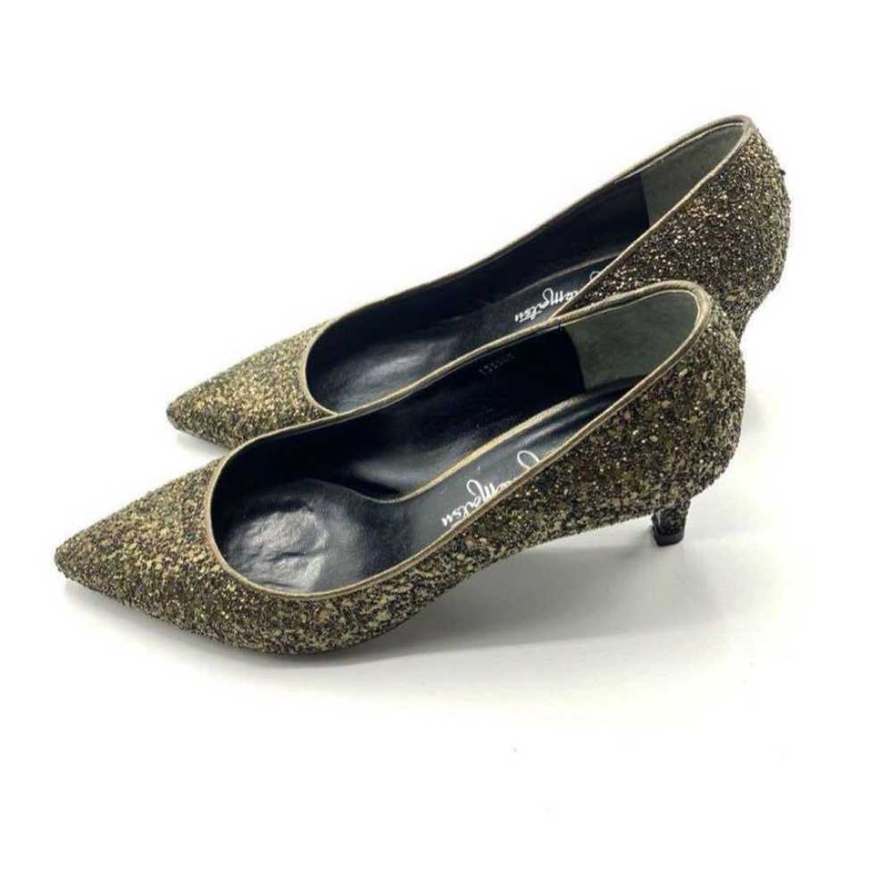 Ginza Kanematsu Pumps Glitter Lamé Black Gold 1704 - image 7