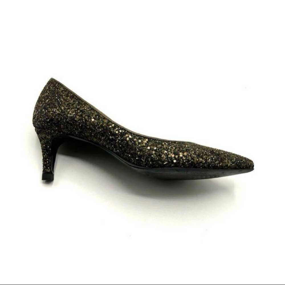 Ginza Kanematsu Pumps Glitter Lamé Black Gold 1704 - image 9