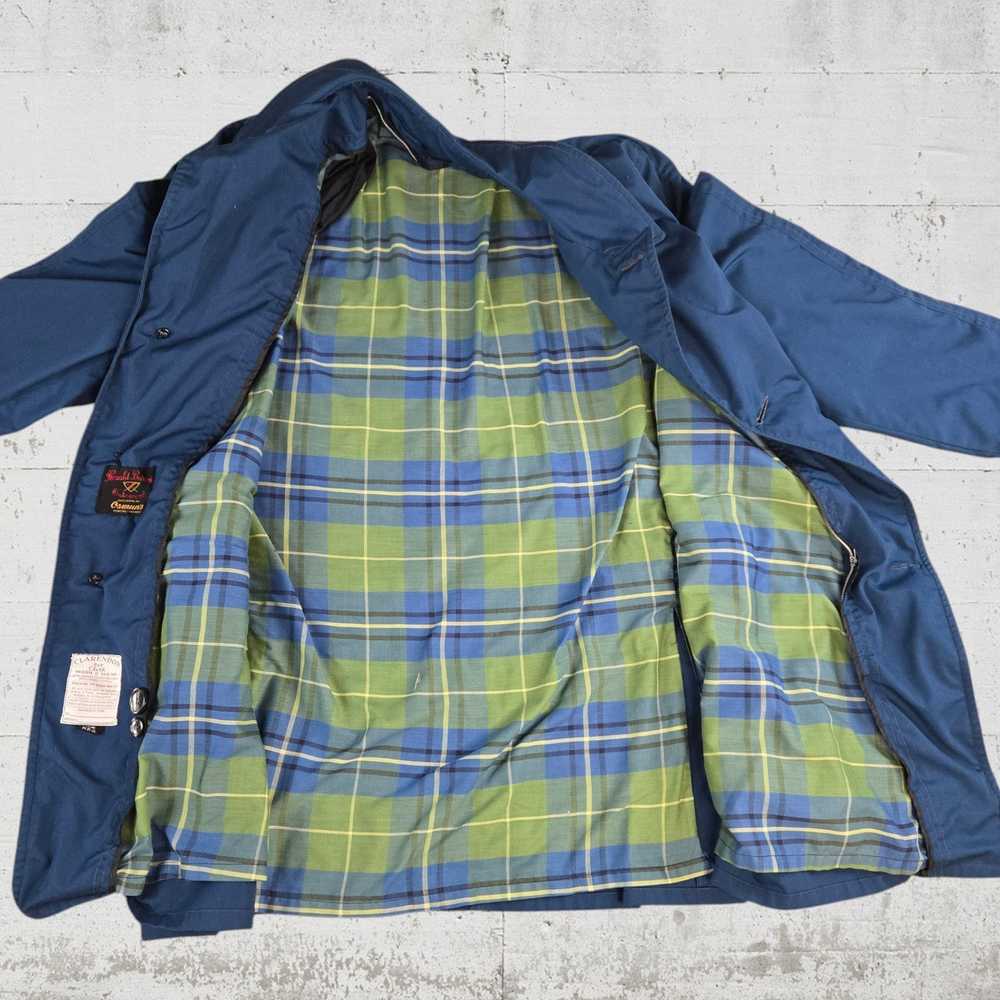 Vintage Vintage Blue Green Plaid Lined Trench Coa… - image 7