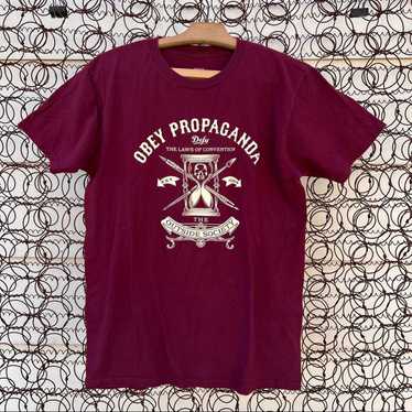 Obey Obey propaganda maroon logo T-shirt MEDIUM