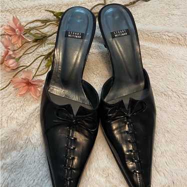 Stuart Weitzman Black Leather mule pump shoes