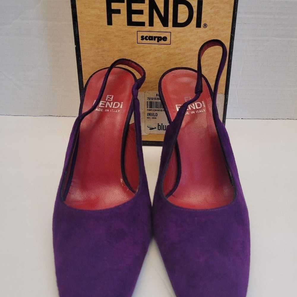 Authentic Fendi Purple Suede Wedge Slingback Roun… - image 3