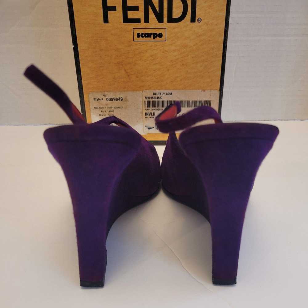 Authentic Fendi Purple Suede Wedge Slingback Roun… - image 5