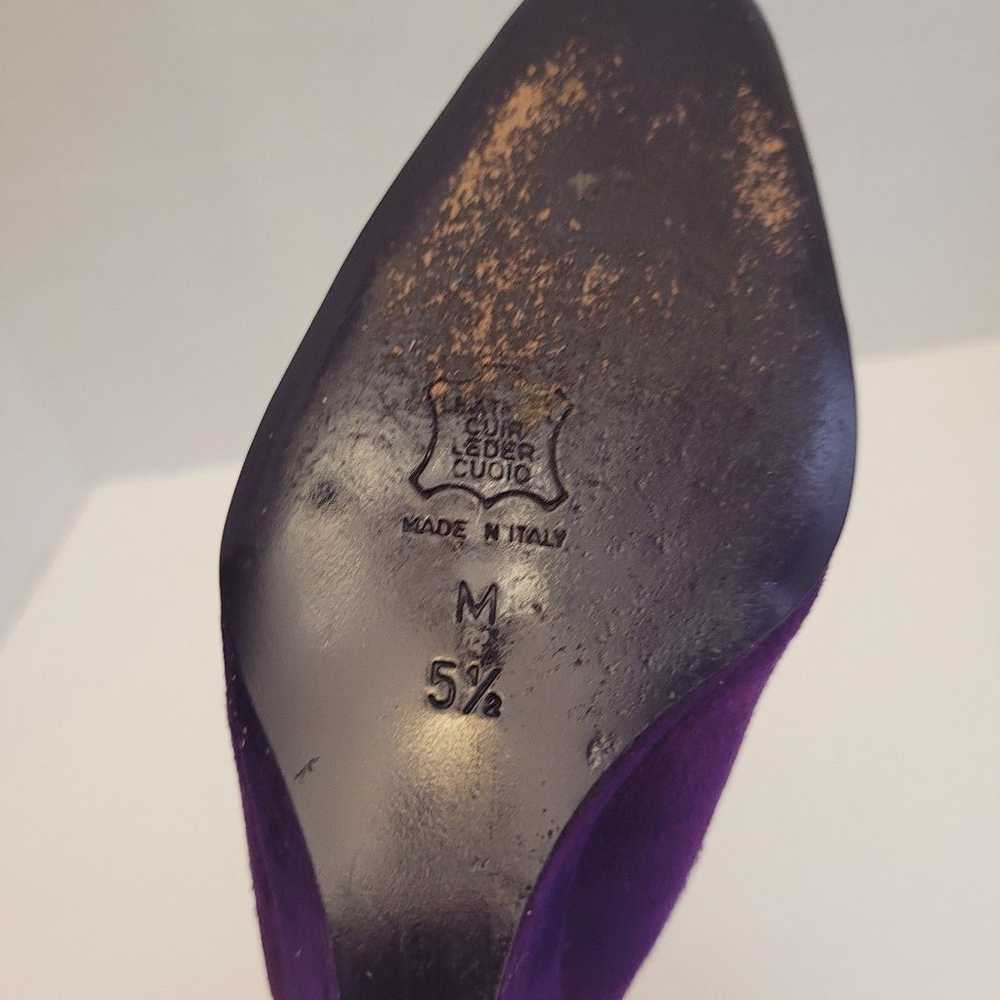 Authentic Fendi Purple Suede Wedge Slingback Roun… - image 7