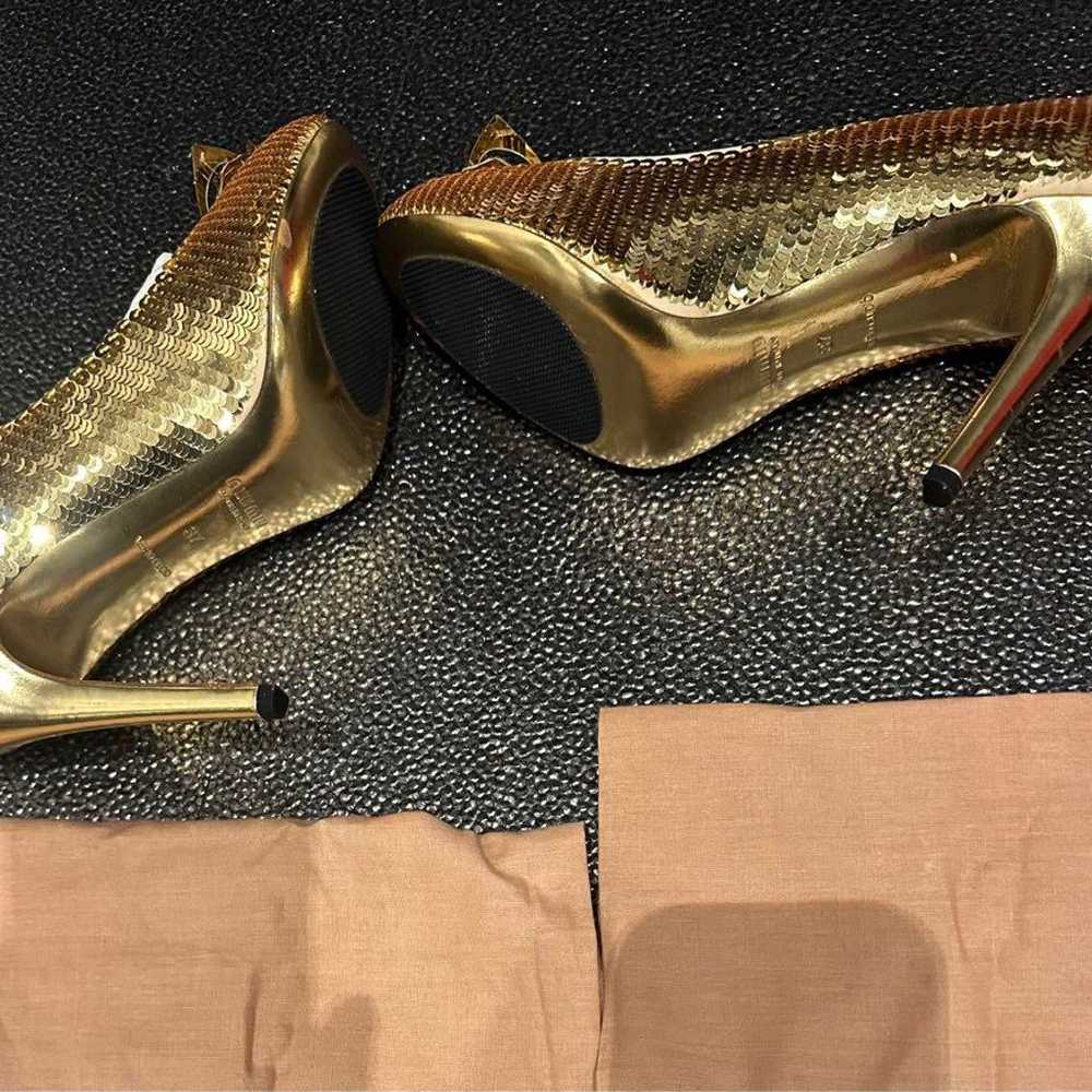 Miu Miu Gold Bejeweled Sequin Pumps - image 4