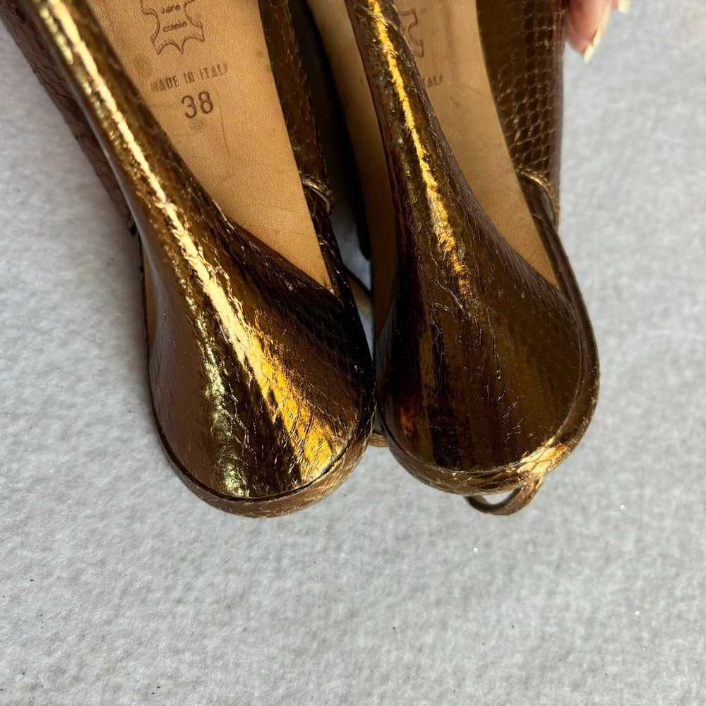 Jimmy Choo Brown Bronze Shiny Python Peep Toe Sli… - image 6