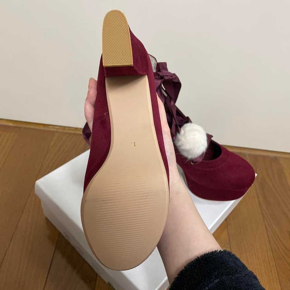 LIZ LISA Burgundy Suede Pumps with Fur - image 2