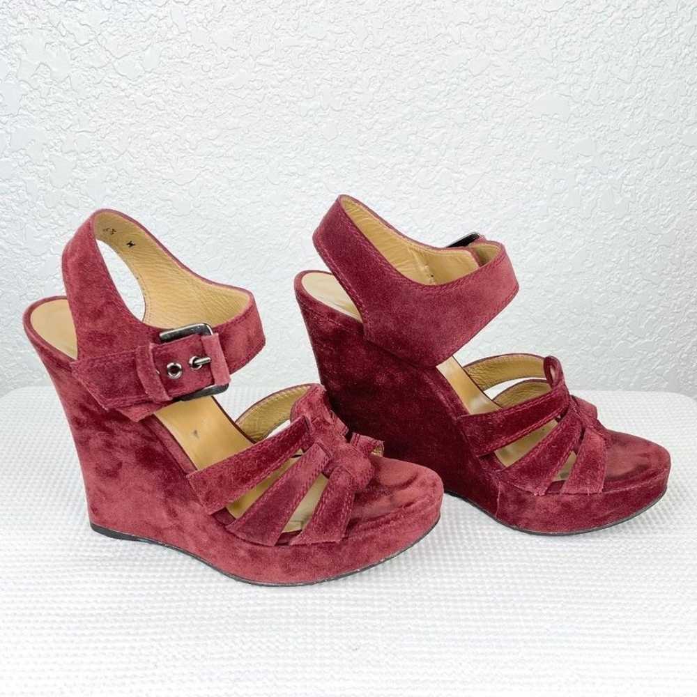 Stuart Weitzman Red Burgundy Crushed Velvet Cutou… - image 1