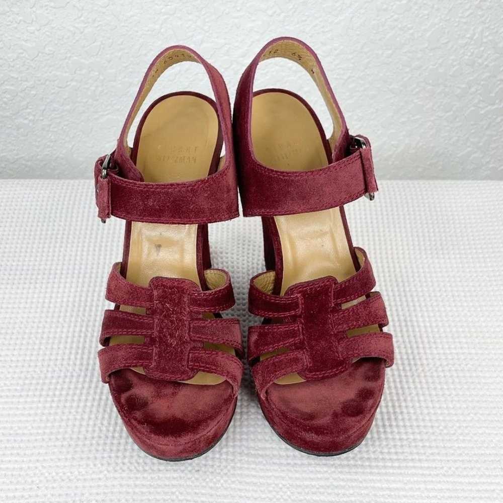 Stuart Weitzman Red Burgundy Crushed Velvet Cutou… - image 2