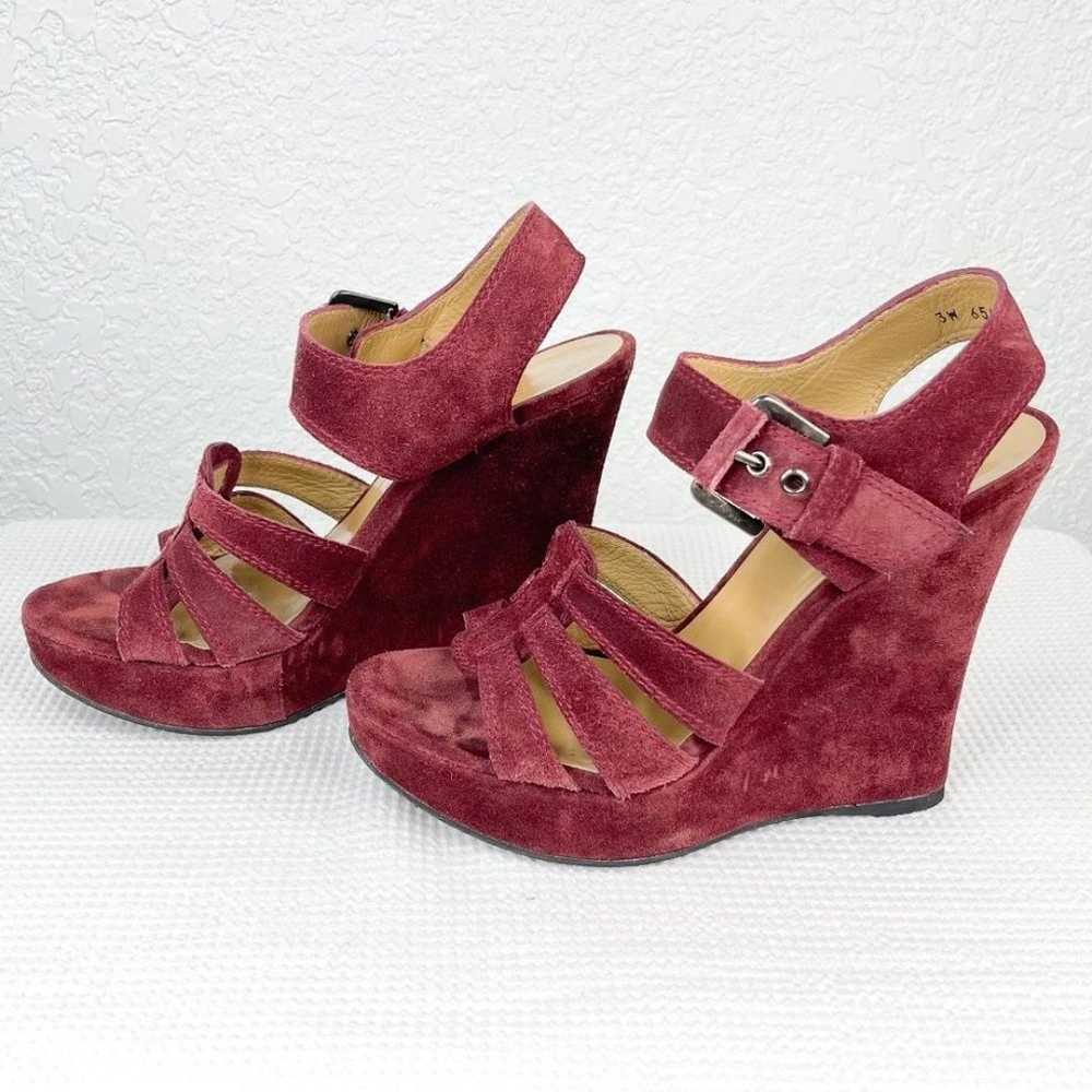 Stuart Weitzman Red Burgundy Crushed Velvet Cutou… - image 3