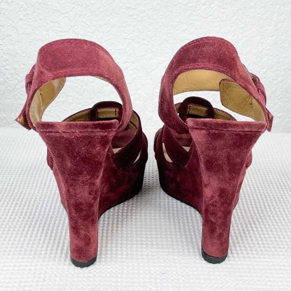 Stuart Weitzman Red Burgundy Crushed Velvet Cutou… - image 4