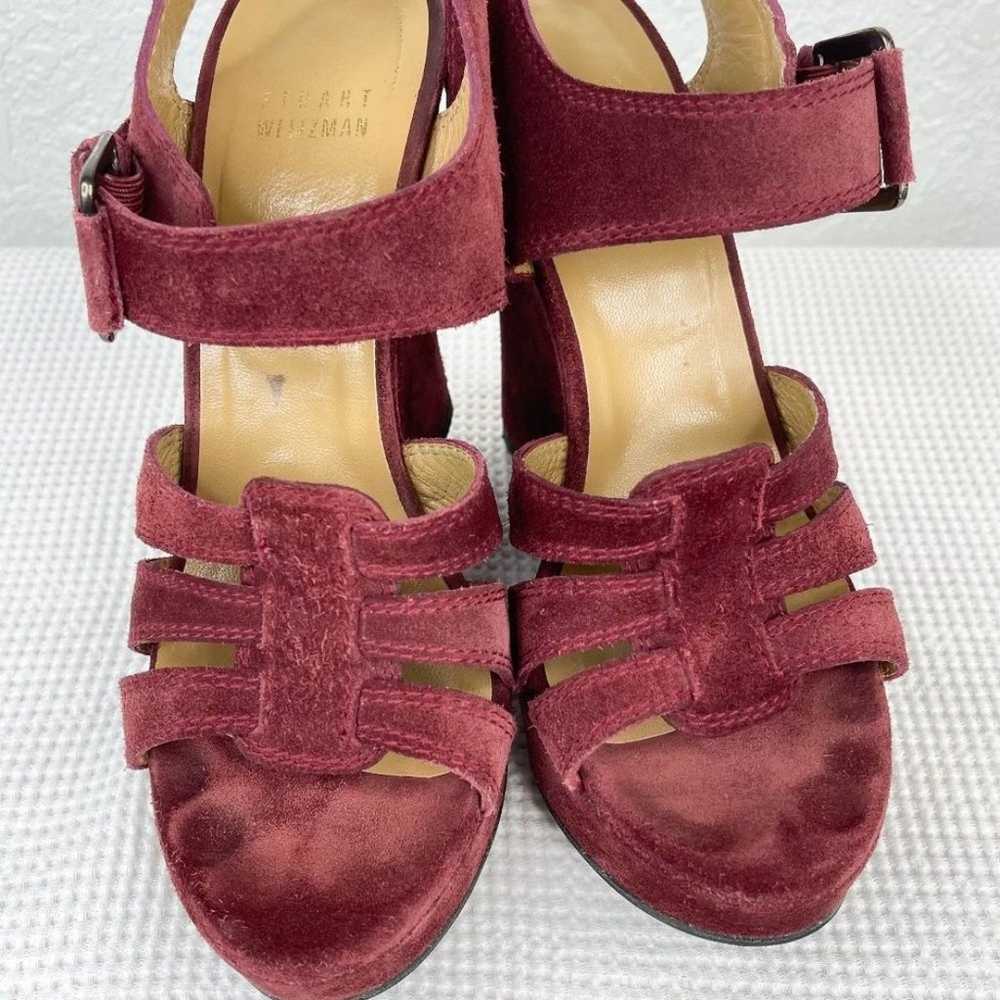 Stuart Weitzman Red Burgundy Crushed Velvet Cutou… - image 6