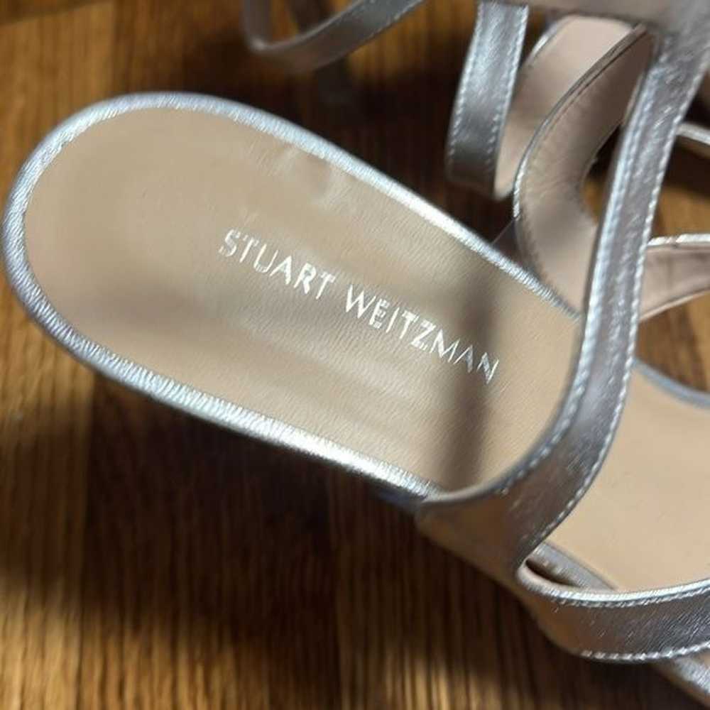 Stuart Weitzman Mariposa 80s Silver Sandal Heel, … - image 2