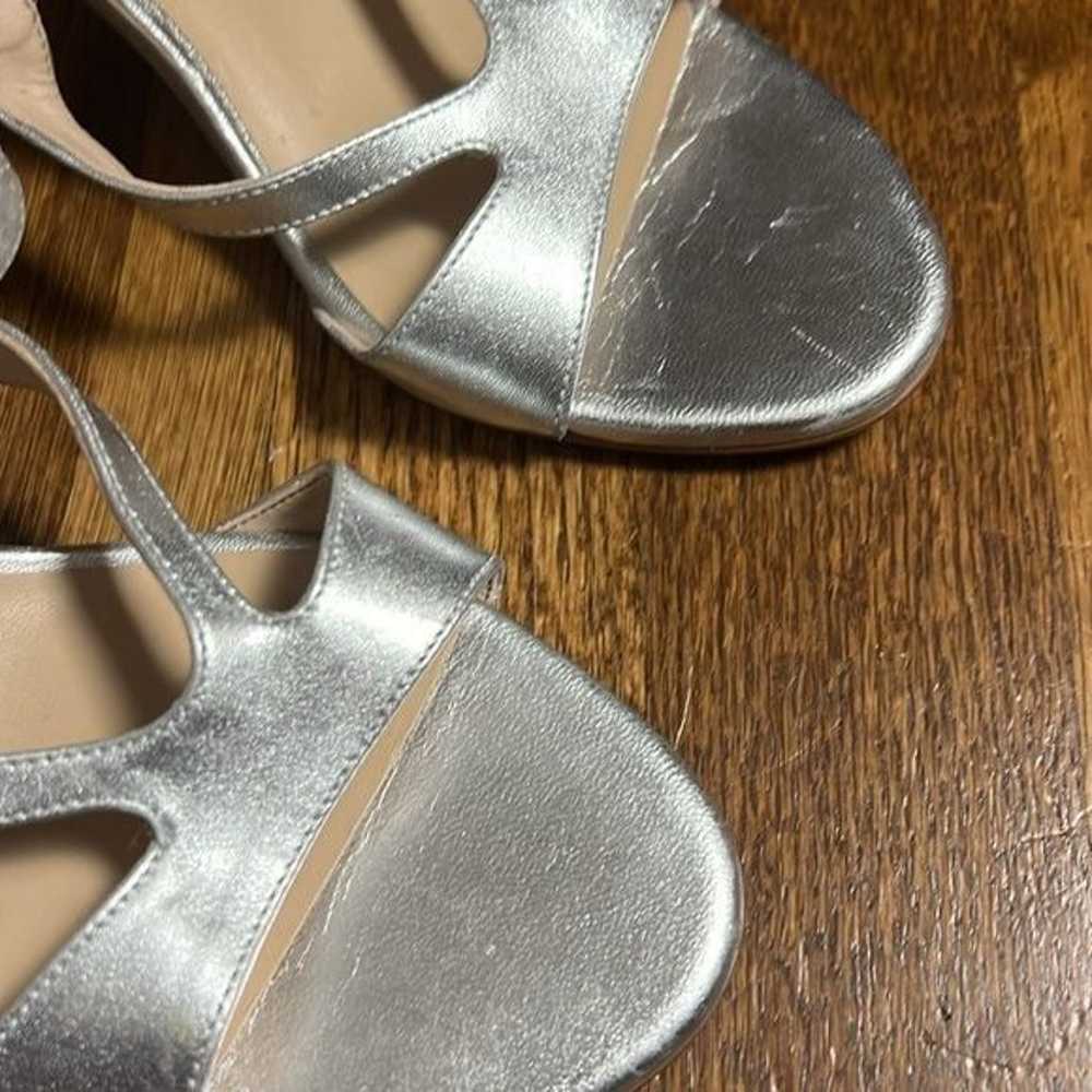 Stuart Weitzman Mariposa 80s Silver Sandal Heel, … - image 4