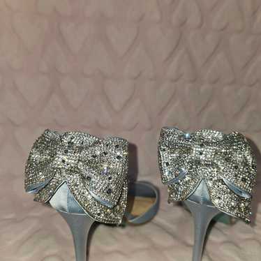 Blue Satin Rhinestone Bow Betsey Johnson Heels