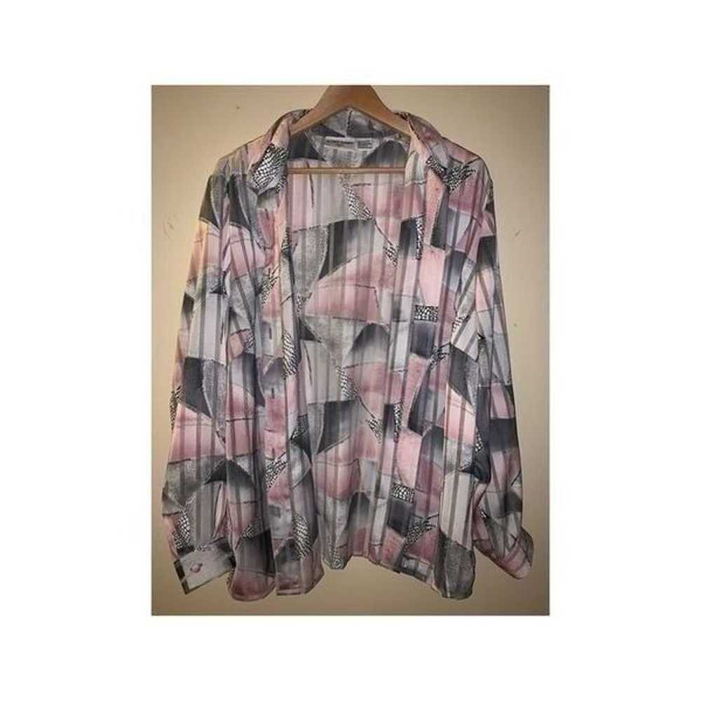 Vintage 90s abstract semi sheer oversized button-… - image 3