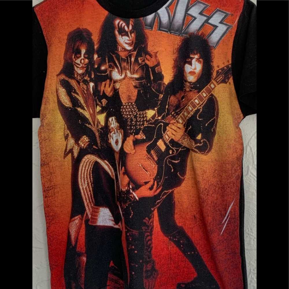 Vintage VINTAGE 80S 90S AOP KISS COTTON BAND TEE … - image 2