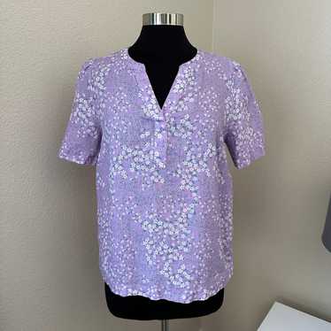 Charter Club Luxury Linen Vintage Floral Shirt Blo