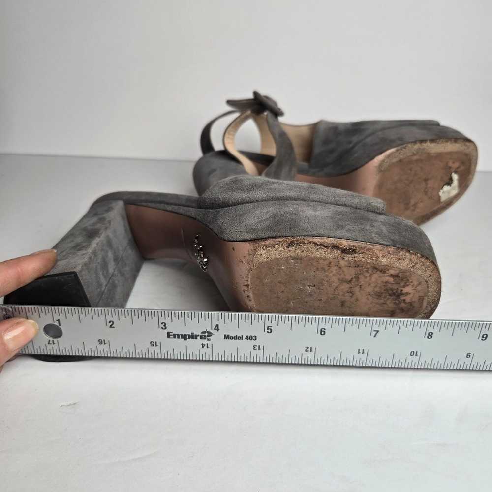 Prada Gray Suede Slingback Leather Chunky Heel Pl… - image 9