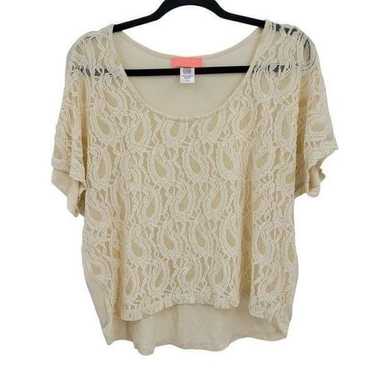 Vintage 80s Lace L Vanilla See Through Front Stre… - image 1